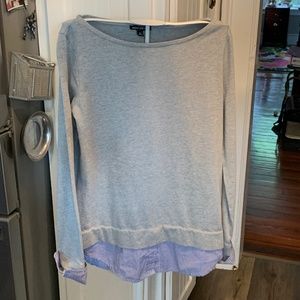 J. Crew Heather Gray Sweatshirt with Blue Striped Detail